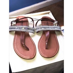 Brown Rhinestone Sandals Size 9 (NEW Never Worn)